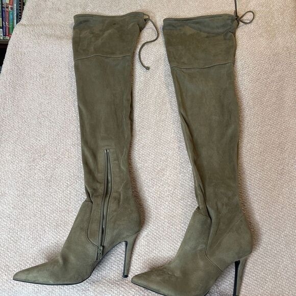 ALDO Asteille Over the Knee High Heel Boots Brown Suede Sexy Size Zipper Woman 9 - Picture 1 of 7